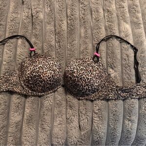 Victoria's Secret Animal Print Bra with Black and Pink Accents